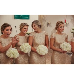 Sorella Vita Rose Gold sequin bridesmaid dress.